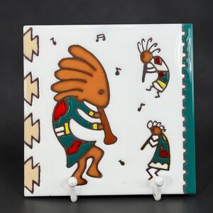 Teissedre Designs Kokopelli Ceramic Art Tile Trivet Coaster Wall Decor 6x6 inch